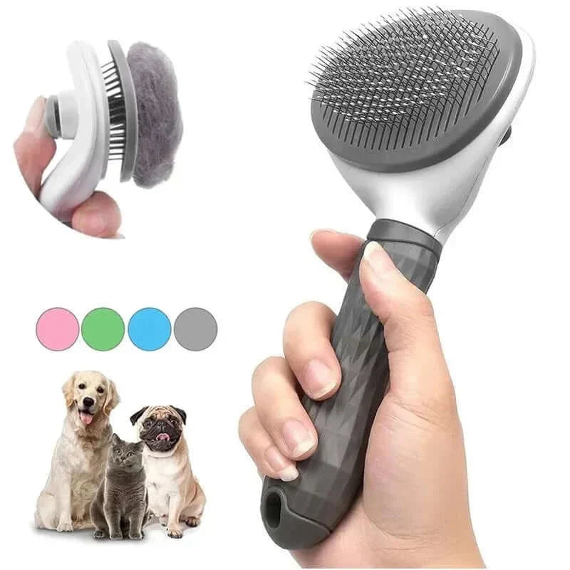 Load image into Gallery viewer, Dogs and cats grooming tool with ergonomic handle and dematting comb, suitable for tangle-free pet care.
