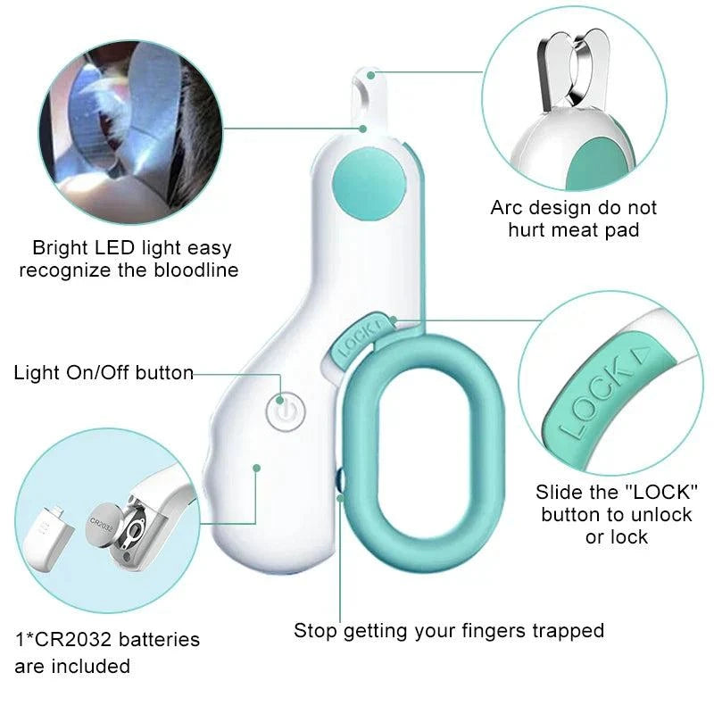 Load image into Gallery viewer, LED Pet Nail Clippers with built-in LED light for precise trimming.
