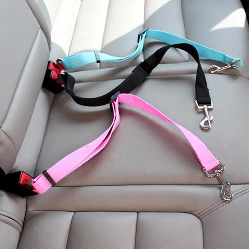 Load image into Gallery viewer, Adjustable Premium Pet Safety Car Belt with Safety Lock in bright colors on car seat.
