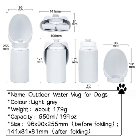 Portable Pet Water Bottle – Leakproof Dog & Cat | Foldable Outdoor Bow 550ml