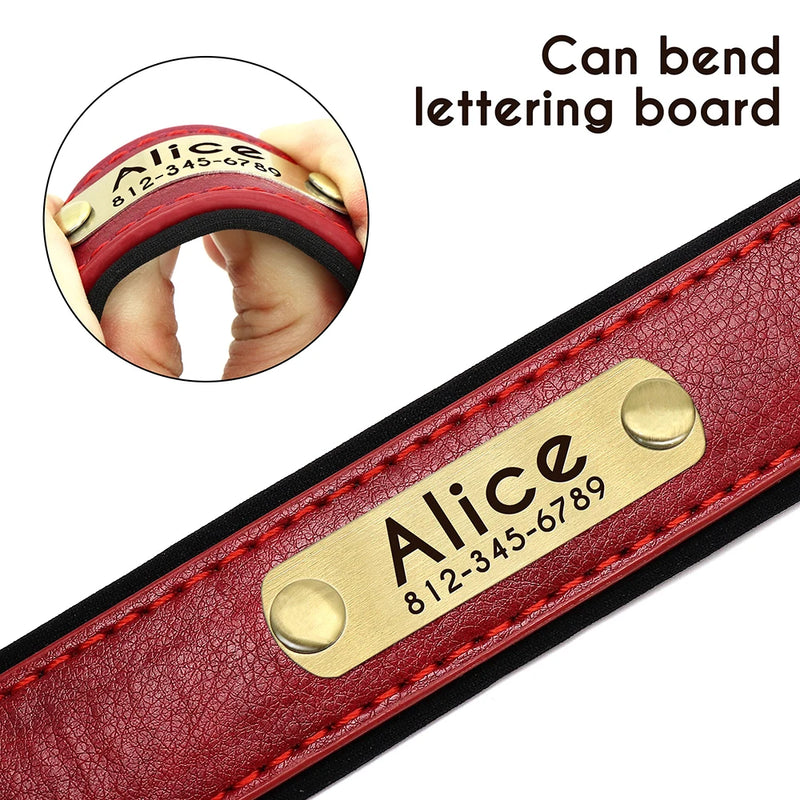 Load image into Gallery viewer, Personalized Leather Dog Collar &amp; Leash Set with Engraved Nameplate
