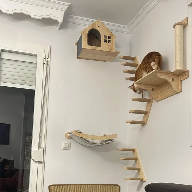 Load image into Gallery viewer, Premium Wall-Mounted Cat Climbing Shelves Set
