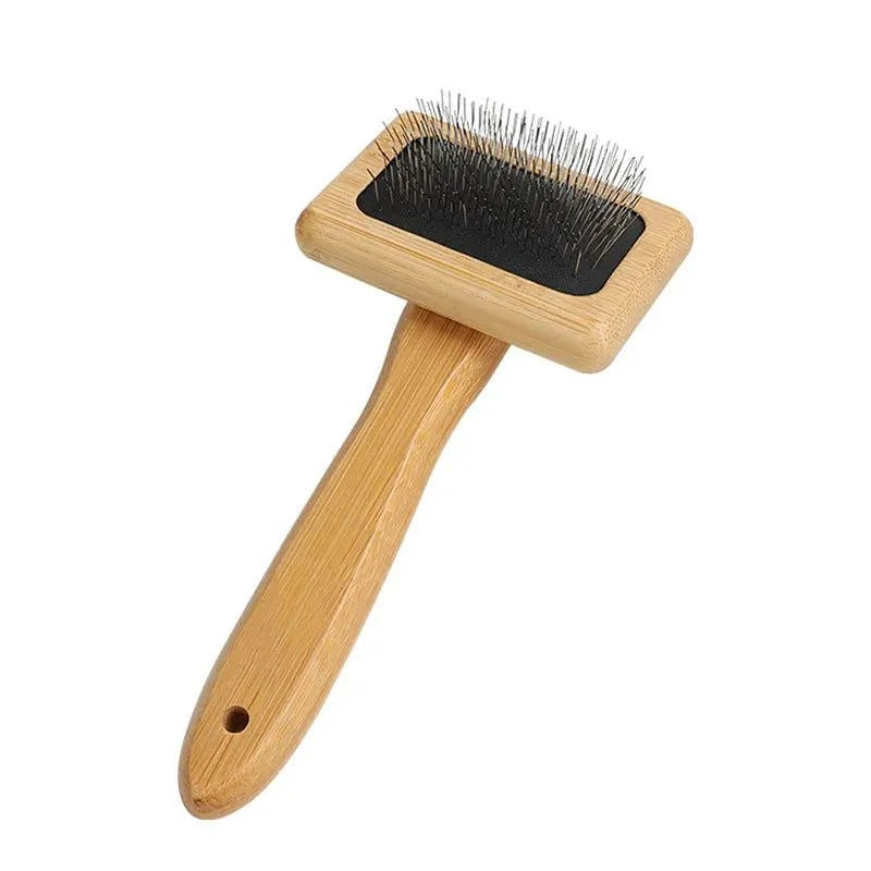 Load image into Gallery viewer, Eco-Friendly Bamboo Pet Grooming Brush for dogs and cats, sustainable and gentle grooming tool.
