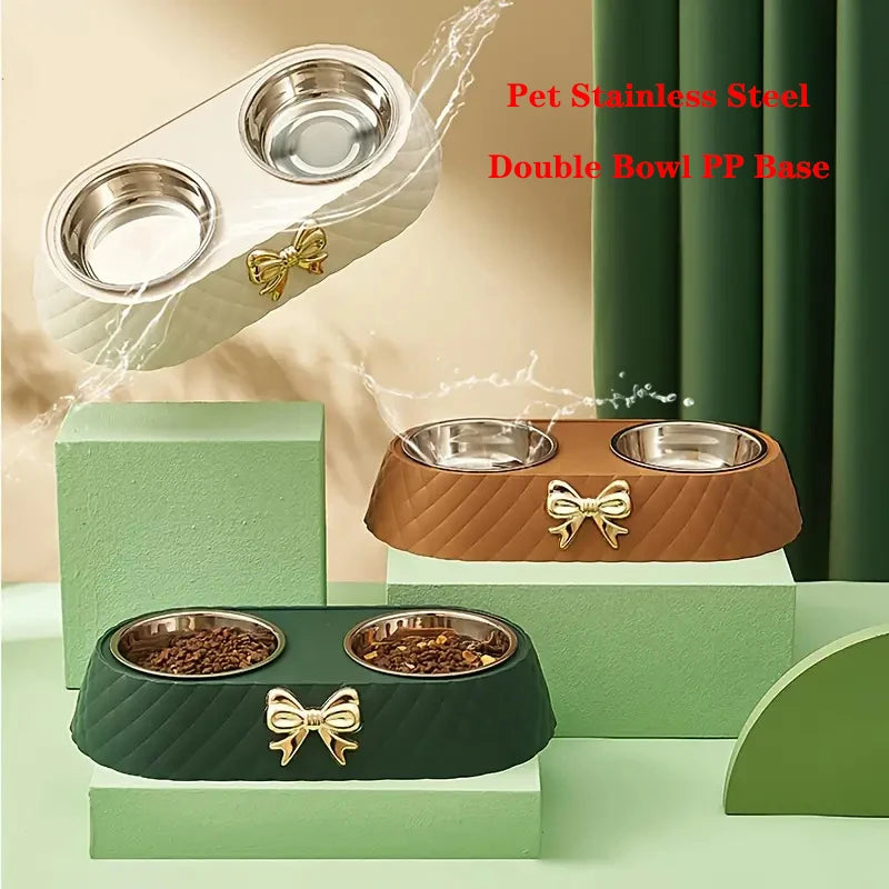 Load image into Gallery viewer, Double Pet Bowl Set – Stainless Steel Feeder
