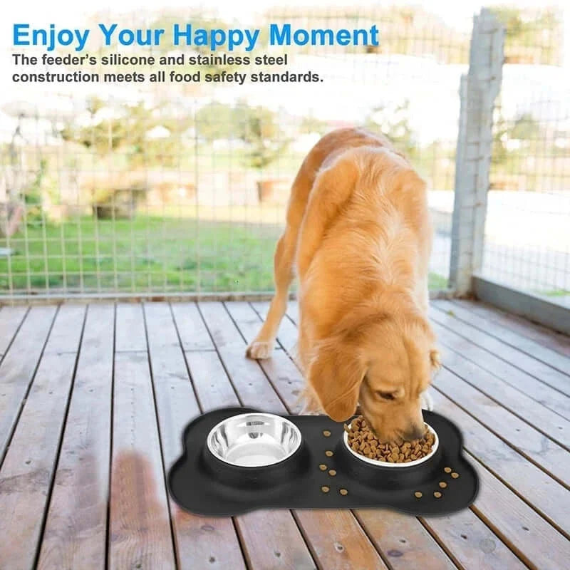 Load image into Gallery viewer, Anti-slip Mat Durable Stainless Steel Water Food Feeder Bowls For Pets
