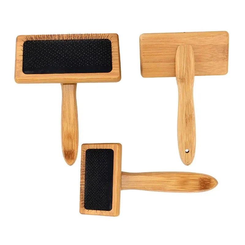 Load image into Gallery viewer, Eco-Friendly Bamboo Pet Grooming Brush for cats and dogs, sustainable design.
