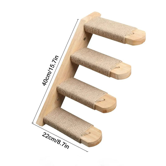 Wooden Wall-Mounted Cat Climbing Shelves & Hammock