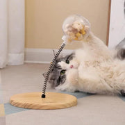 Interactive Cat Turntable Solid Wood engaging cat toy.
