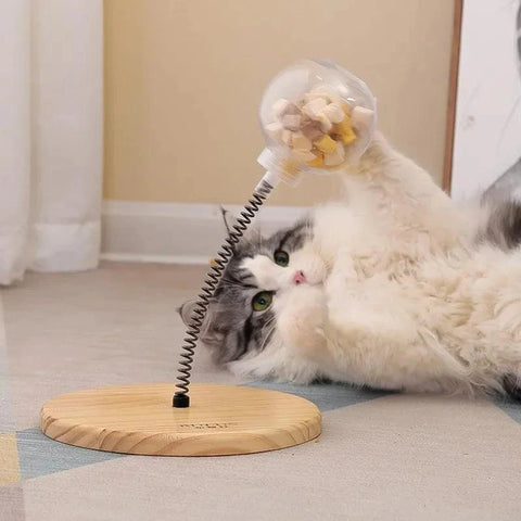 Interactive Cat Turntable Solid Wood engaging cat toy.