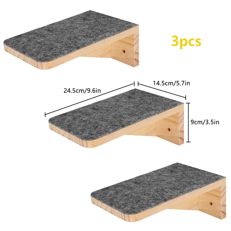 Load image into Gallery viewer, Wooden Wall-Mounted Cat Climbing Shelves &amp; Hammock
