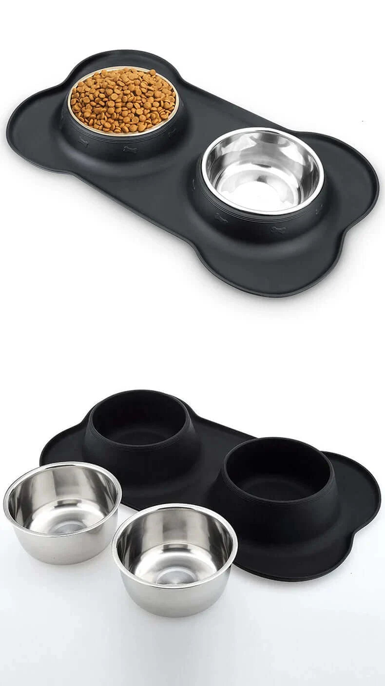 Load image into Gallery viewer, Anti-slip Mat Durable Stainless Steel Water Food Feeder Bowls For Pets
