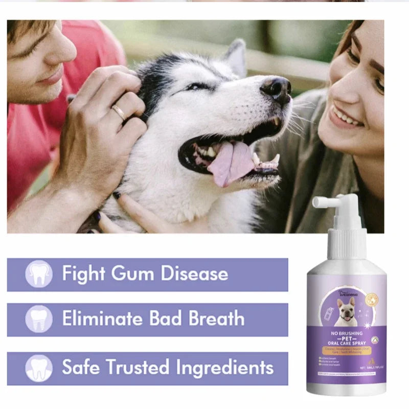 Load image into Gallery viewer, Dog Teeth Cleaning Spray Oral Care Cats Mouth Fresh Remove Tooth Stains Puppy Tartar Removal Deodorant Pet Oral Cleanse Spray
