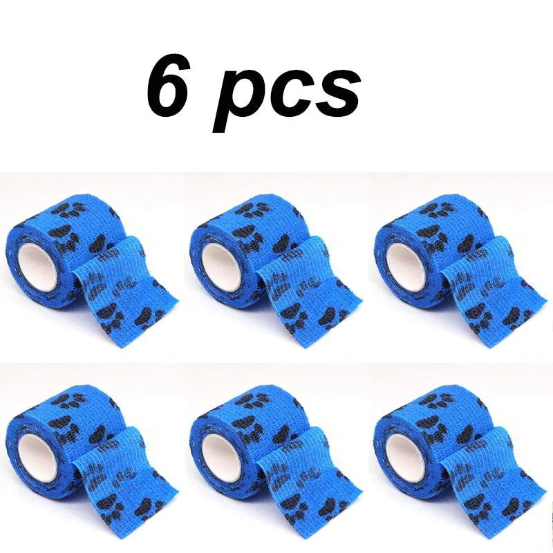 Load image into Gallery viewer, 6-pack of eco-friendly blue pet paw wraps for protection and comfort.
