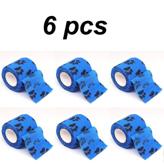6-pack of eco-friendly blue pet paw wraps for protection and comfort.