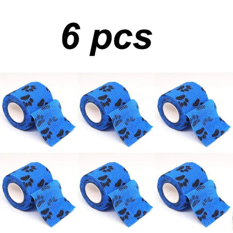 6-pack of eco-friendly blue pet paw wraps for protection and comfort.