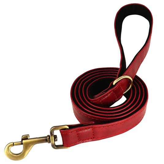 Personalized Leather Dog Collar & Leash Set with Engraved Nameplate