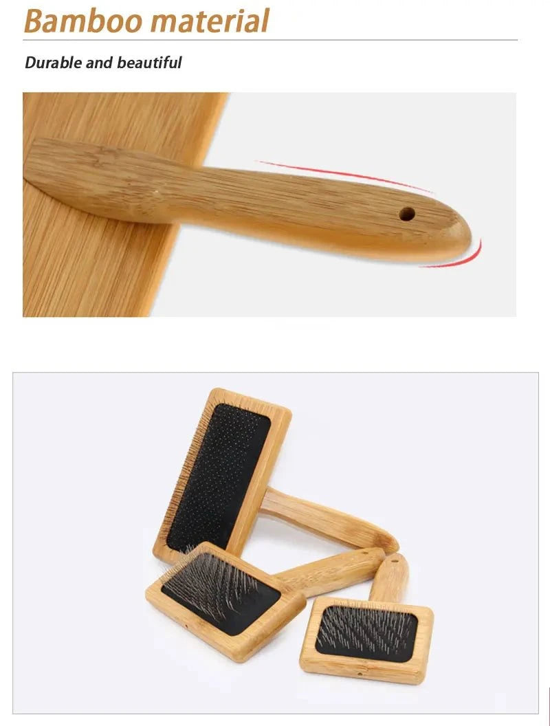 Load image into Gallery viewer, Eco-Friendly Bamboo Pet Grooming Brush for cats and dogs, made from sustainable bamboo, reduces shedding and untangles knots.
