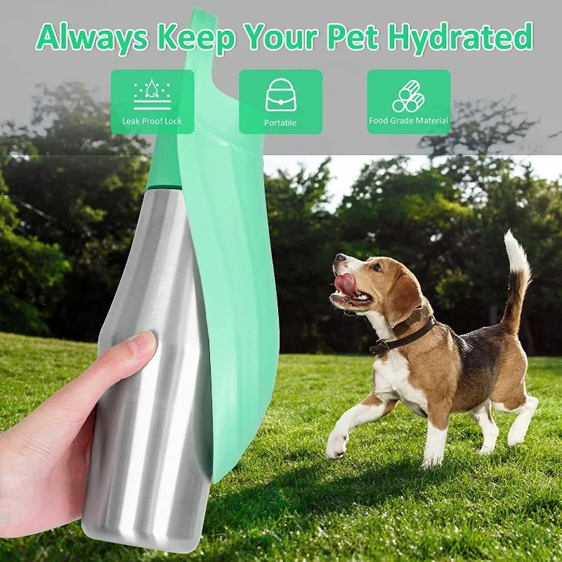 Load image into Gallery viewer, Large Dog Water Bottle Stainless Steel Outdoor Portable Dog Water Bowl Puppy Travel Water Basin Pet Supplies
