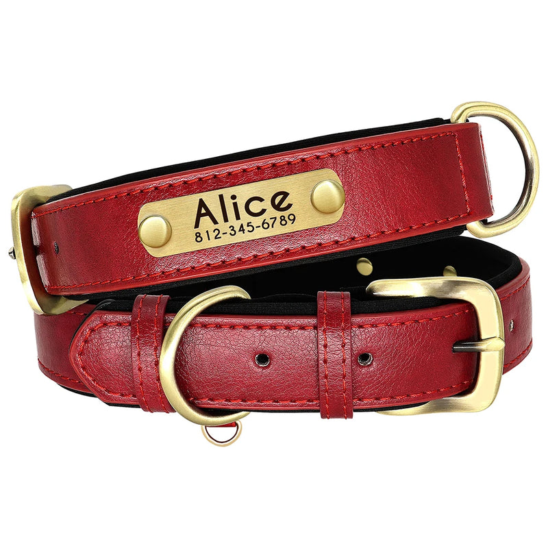 Load image into Gallery viewer, Personalized Leather Dog Collar &amp; Leash Set with Engraved Nameplate
