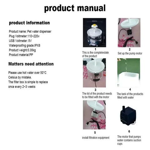 Pets Water Fountain - Ultra-Filtered 1.2L Smart Hydration System Silent