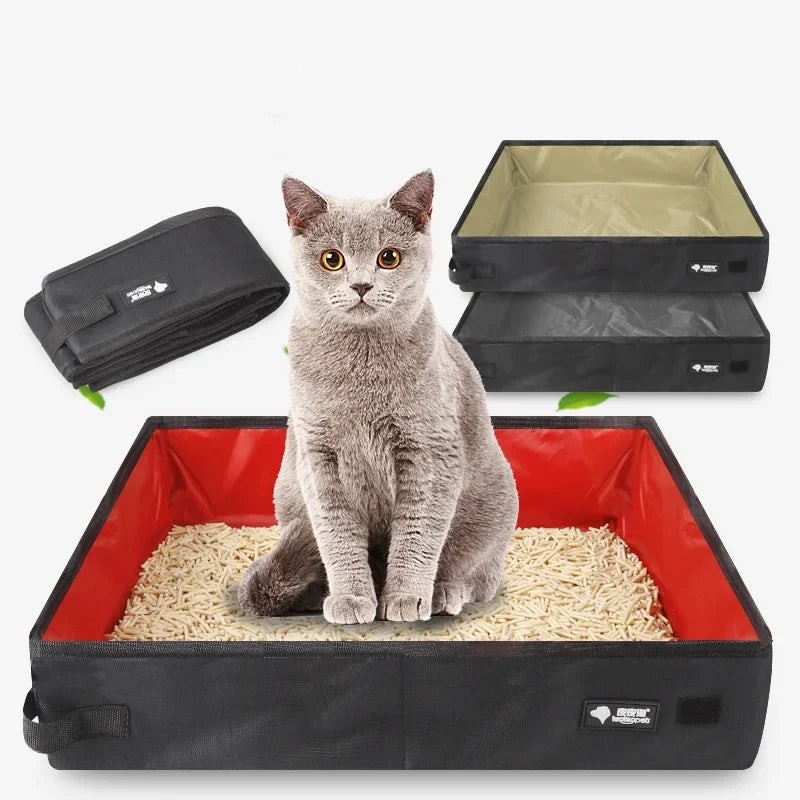 Load image into Gallery viewer, Portable Folding Travel Pet Litter Box Dog Toilet Tray Folding Cat Litter Potty Waterproof Outdoor Foldable Cat Litter Box
