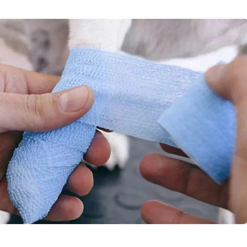 Load image into Gallery viewer, Applying eco-friendly pet paw wrap on dog's paw.
