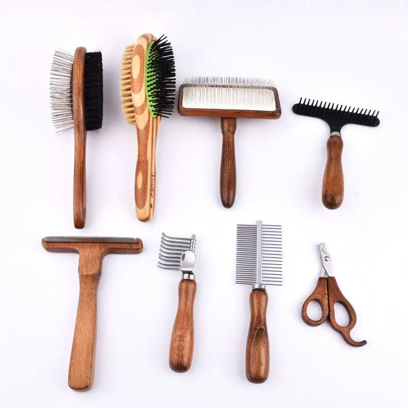 Load image into Gallery viewer, Sustainable Wood &amp; Stainless Steel Pet Grooming Set
