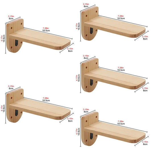 Wooden Wall-Mounted Cat Climbing Shelves & Hammock