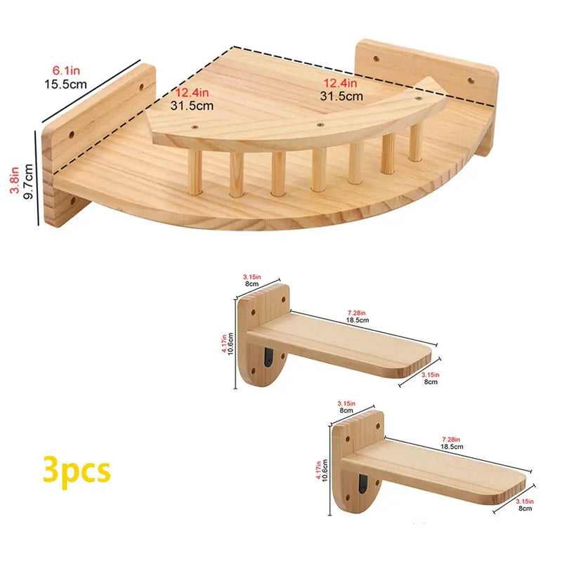 Load image into Gallery viewer, Wooden Wall-Mounted Cat Climbing Shelves &amp; Hammock
