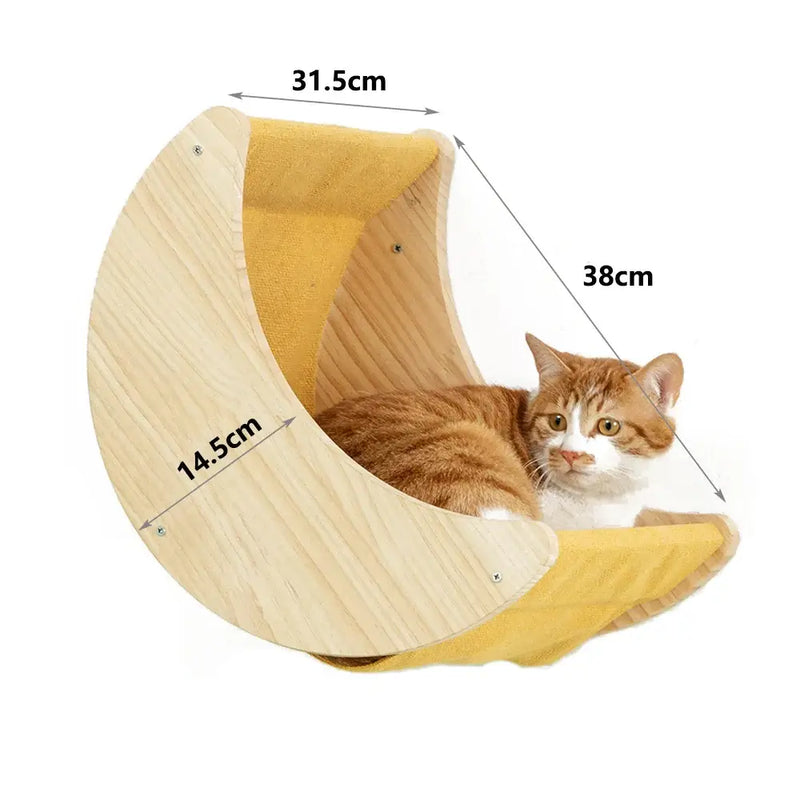 Load image into Gallery viewer, Wooden Wall-Mounted Cat Climbing Shelves &amp; Hammock
