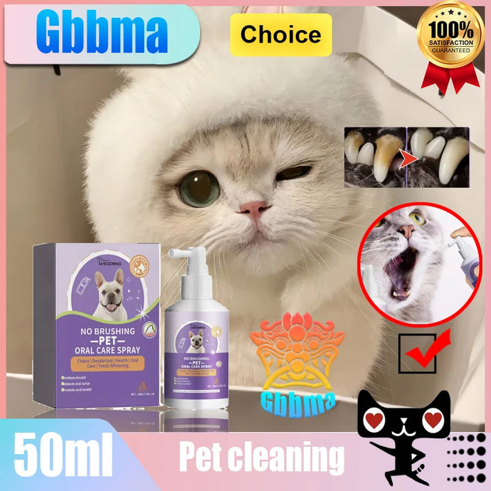 Dog Teeth Cleaning Spray Oral Care Cats Mouth Fresh Remove Tooth Stains Puppy Tartar Removal Deodorant Pet Oral Cleanse Spray