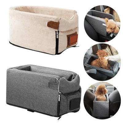 Nonslip pet travel booster seat for secure and comfortable car rides.