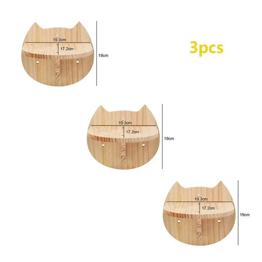 Wooden Wall-Mounted Cat Climbing Shelves & Hammock