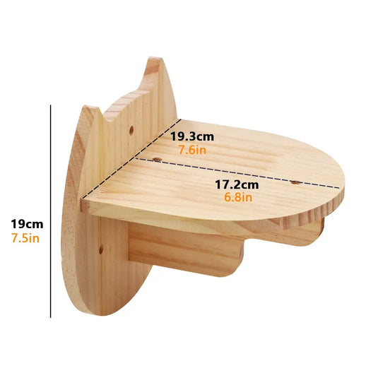 Wooden Wall-Mounted Cat Climbing Shelves & Hammock