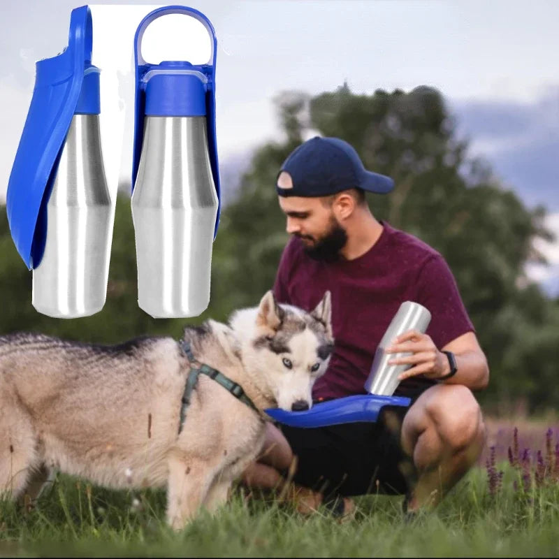 Load image into Gallery viewer, Large Dog Water Bottle Stainless Steel Outdoor Portable Dog Water Bowl Puppy Travel Water Basin Pet Supplies
