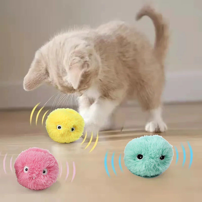 Smart Cat Toys Interactive Ball Plush Electric Catnip Training Toy Kitten Touch Sounding Pet Product Squeak Toy Ball Cat Supplie