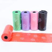 Eco-friendly degradable dog poop bags in assorted colors, 5 rolls, 100pcs for cats and dogs.